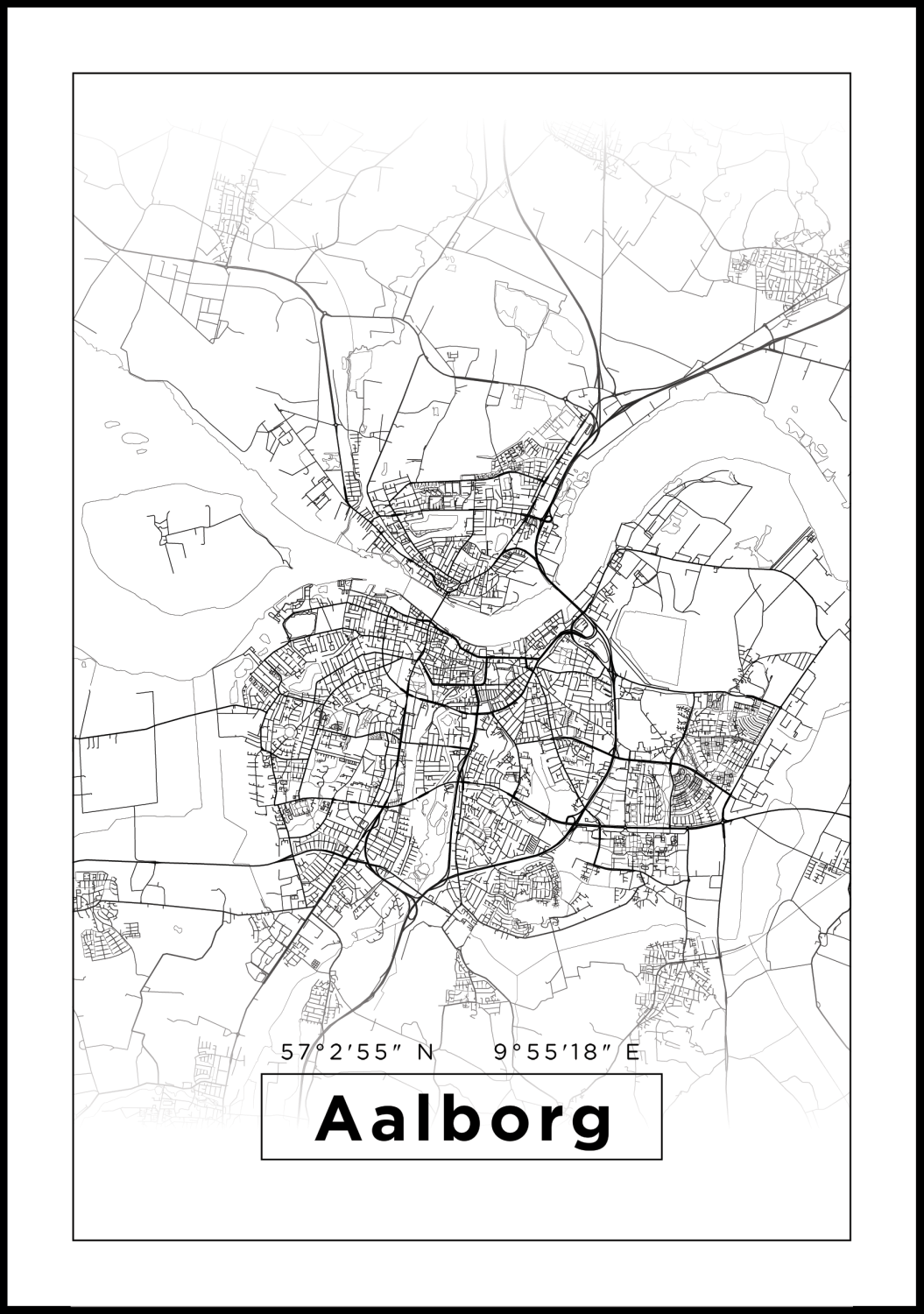 Product Image for Map - Aalborg - White Poster (50x70 cm)