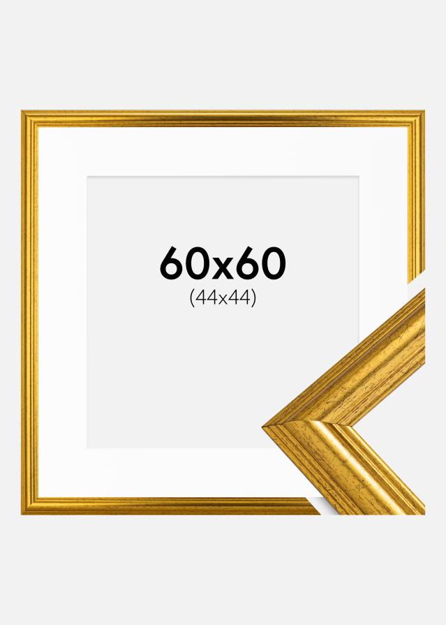 Ram med passepartou Kader Västkusten Goud 60x60 cm - Passe-partout Wit 45x45 cm