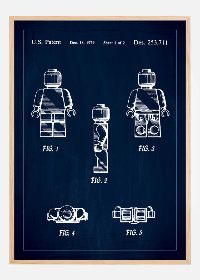 Bildverkstad Patenttekening - Lego I - Blauw Poster