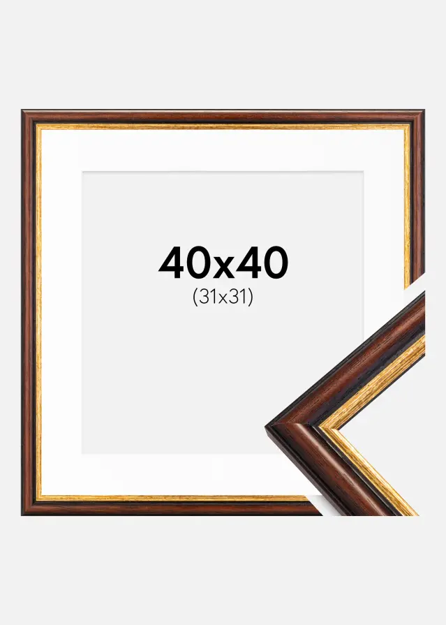 Ram med passepartou Kader Siljan Bruin 40x40 cm - Passe-partout Wit 32x32 cm