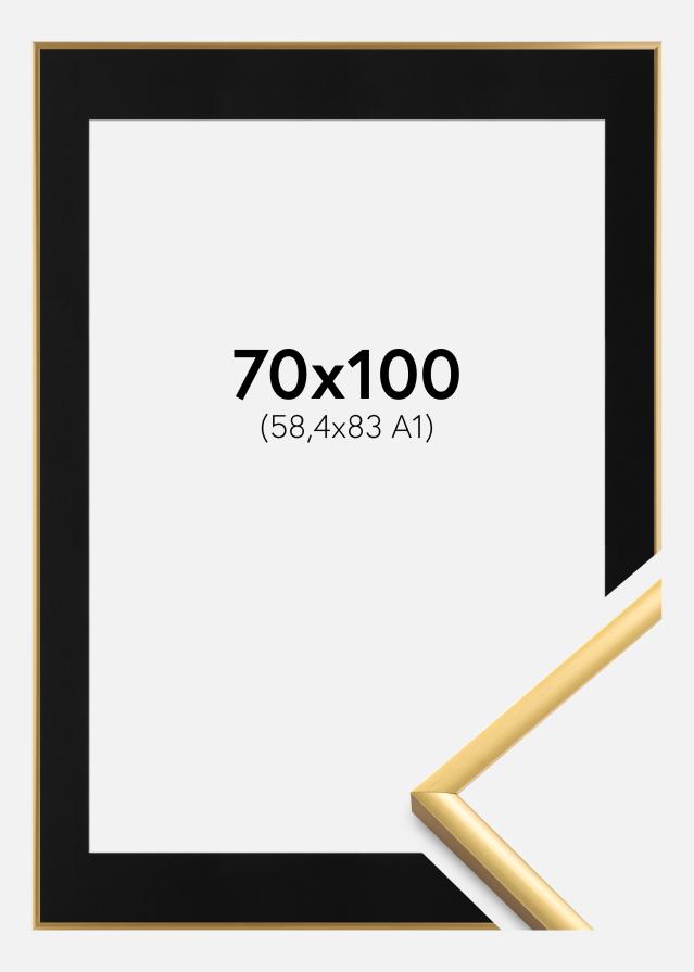 Ram med passepartou Kader New Lifestyle Shiny Gold 70x100 cm - Passe-partout Zwart 59,4x84 cm (A1)