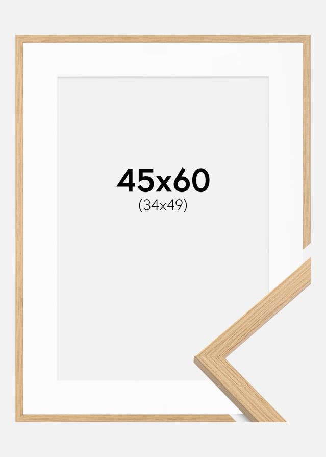 Ram med passepartou Kader Galant Eiken 45x60 cm - Passe-partout Wit 35x50 cm