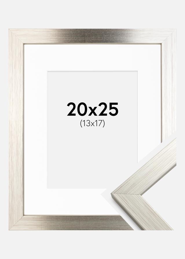 Ram med passepartou Kader Silver Wood 20x25 cm - Passe-partout Wit 14x18 cm