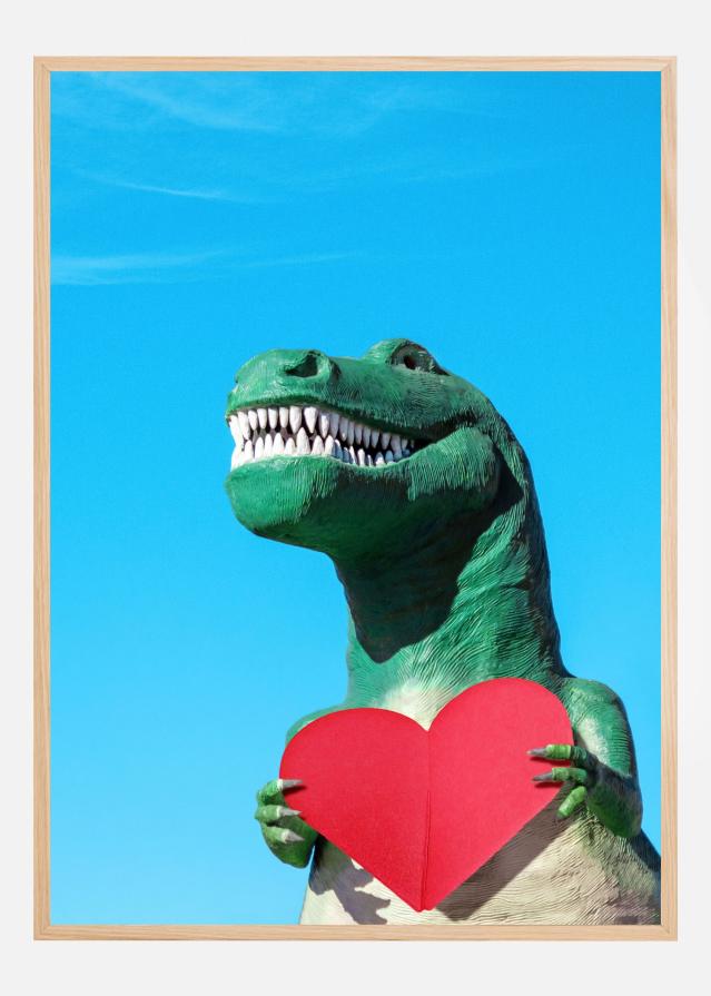 Bildverkstad Tyrannosaurus Rex with a Red Paper Heart Poster