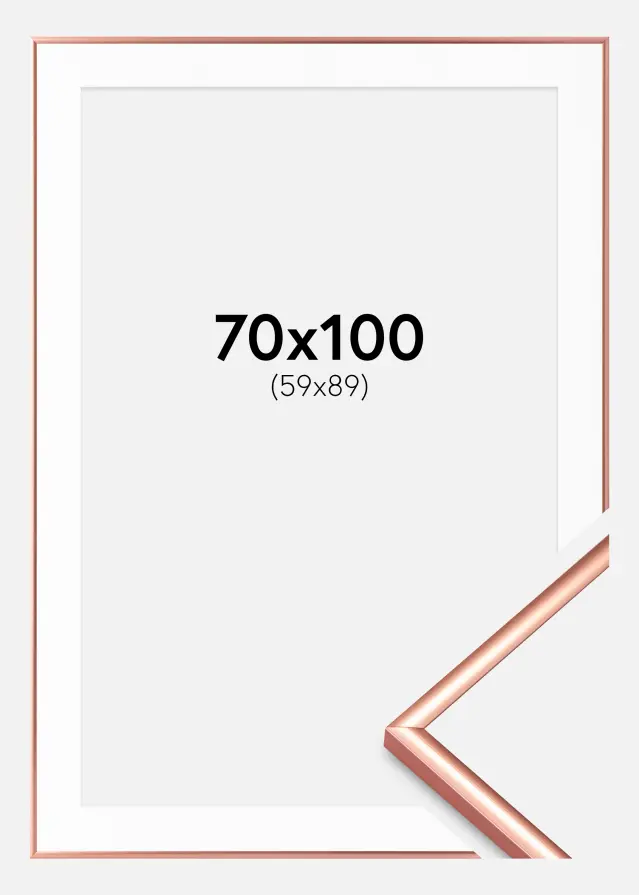 Ram med passepartou Kader Scandi Roségoud 70x100 cm - Passe-partout Wit 60x90 cm