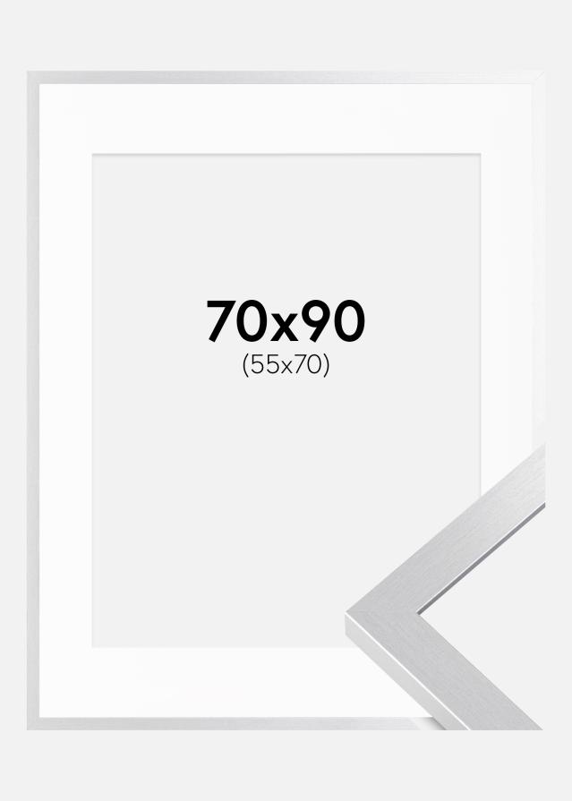 Ram med passepartou Kader Selection Zilver 70x90 cm - Passe-partout Wit 56x71 cm