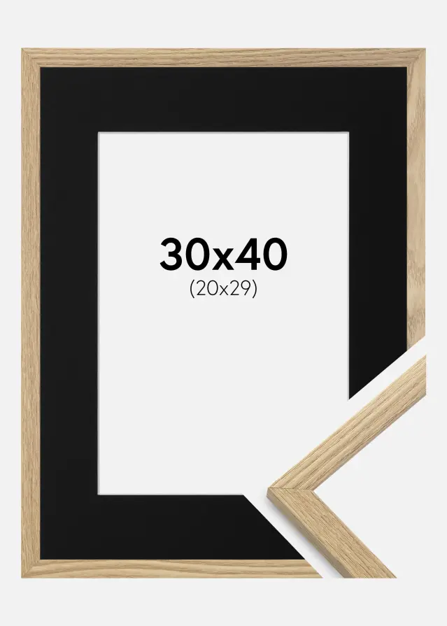 Ram med passepartou Kader Trendy Eiken 30x40 cm - Passe-partout Zwart 21x30 cm