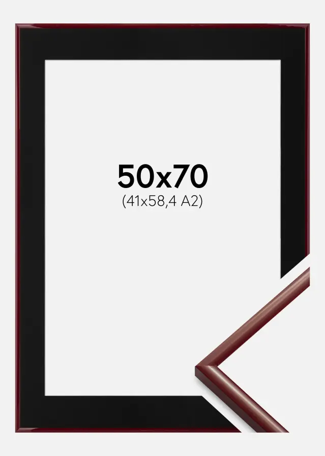 Ram med passepartou Kader New Lifestyle Donkerrood 50x70 cm - Passe-partout Zwart 42x59,4 cm (A2)