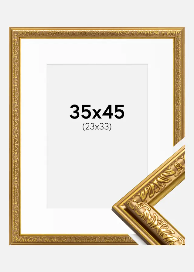 Ram med passepartou Kader Nostalgia Goud 35x45 cm - Passe-partout Wit 24x34 cm