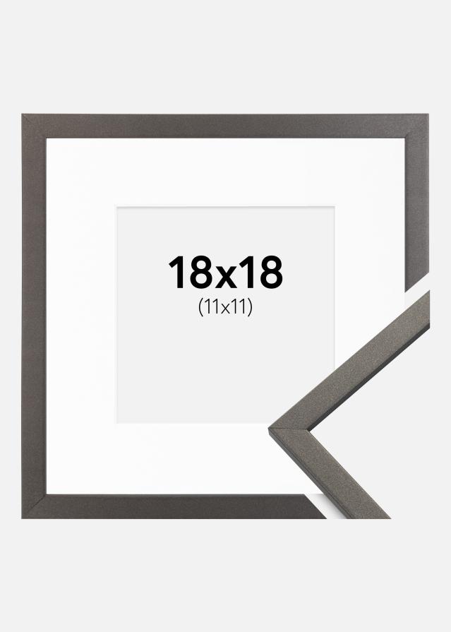 Ram med passepartou Kader Edsbyn Grafiet 18x18 cm - Passe-partout Wit 12x12 cm