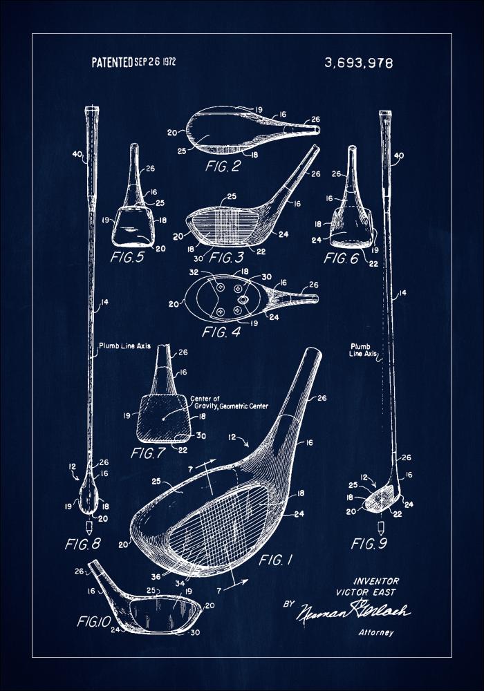 Bildverkstad Patent Print - Golf Club - Blue Poster