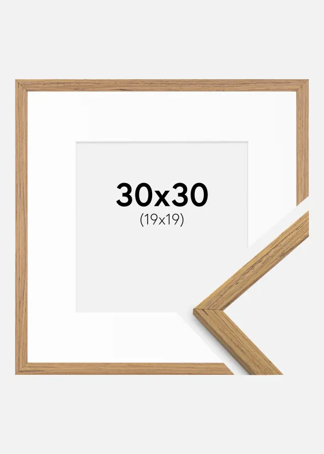 Ram med passepartou Kader Edsbyn Teak 30x30 cm - Passe-partout Wit 20x20 cm