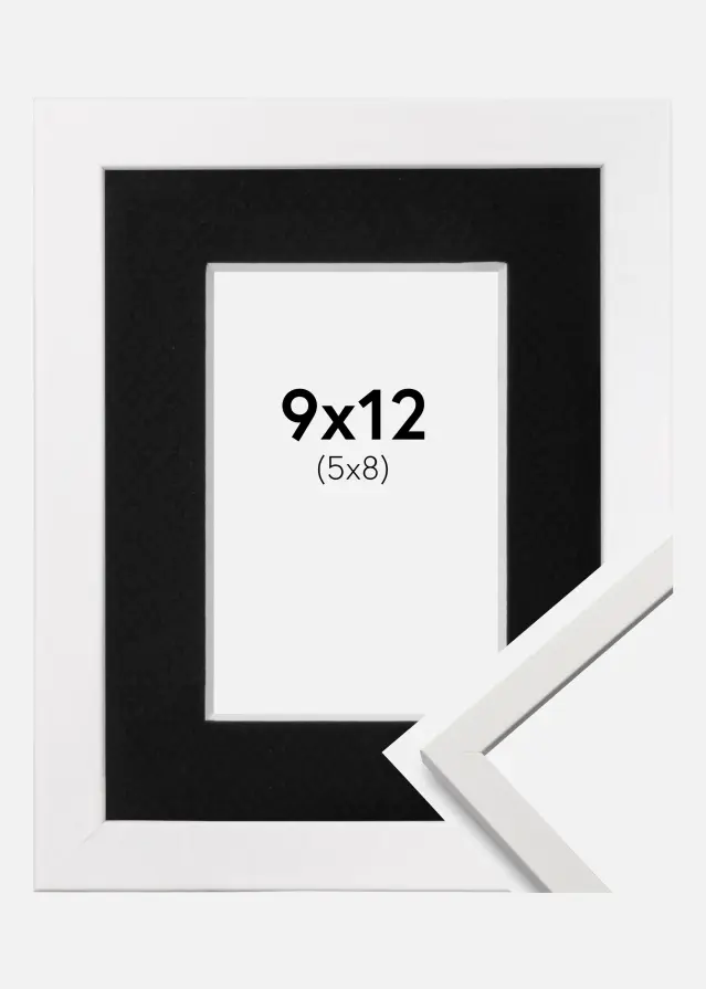Ram med passepartou Kader Edsbyn Wit 9x12 cm - Passe-partout Zwart 6x9 cm
