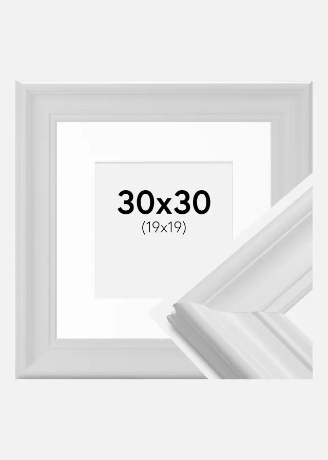 Ram med passepartou Kader Mora Premium Wit 30x30 cm - Passe-partout Wit 20x20 cm