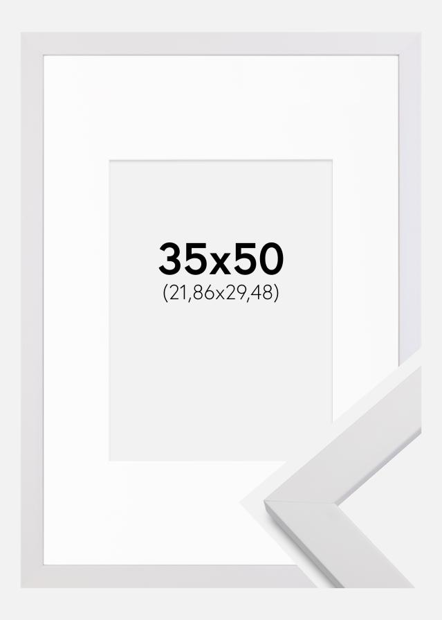 Ram med passepartou Kader White Wood 35x50 cm - Passe-partout Wit 9x12 inches