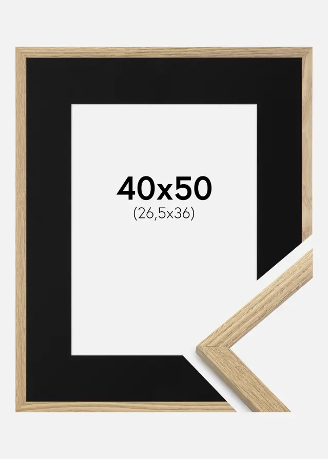 Ram med passepartou Kader Trendy Eiken 40x50 cm - Passe-partout Zwart 27,5x37 cm