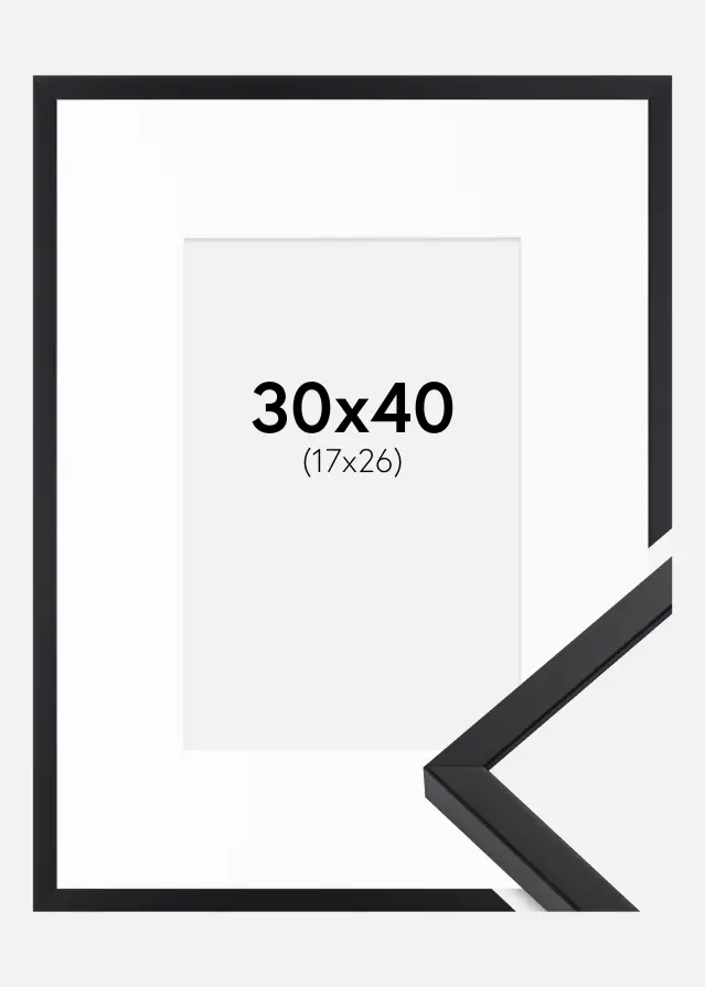Ram med passepartou Kader E-Line Zwart 30x40 cm - Passe-partout Wit 18x27 cm