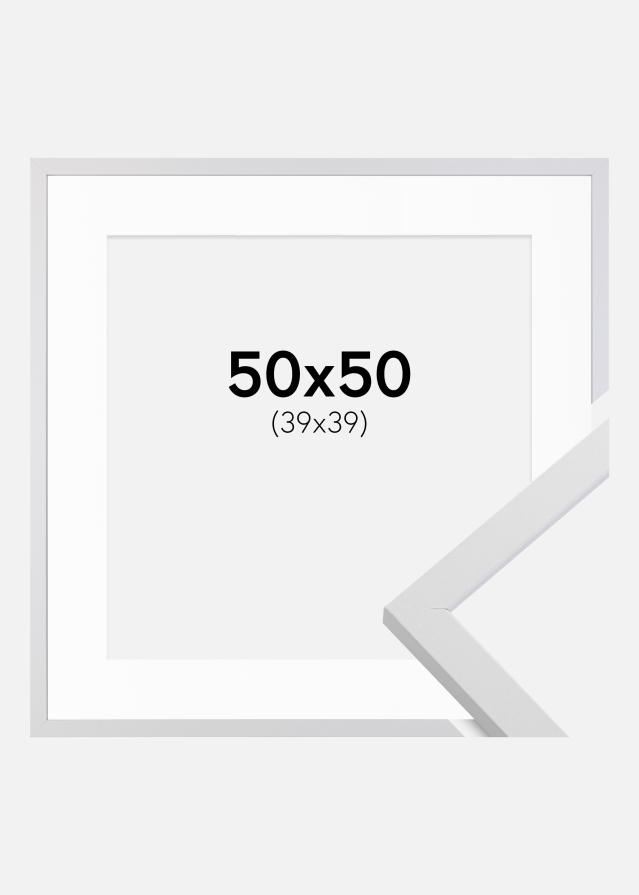 Ram med passepartou Kader Trendy Wit 50x50 cm - Passe-partout Wit 40x40 cm