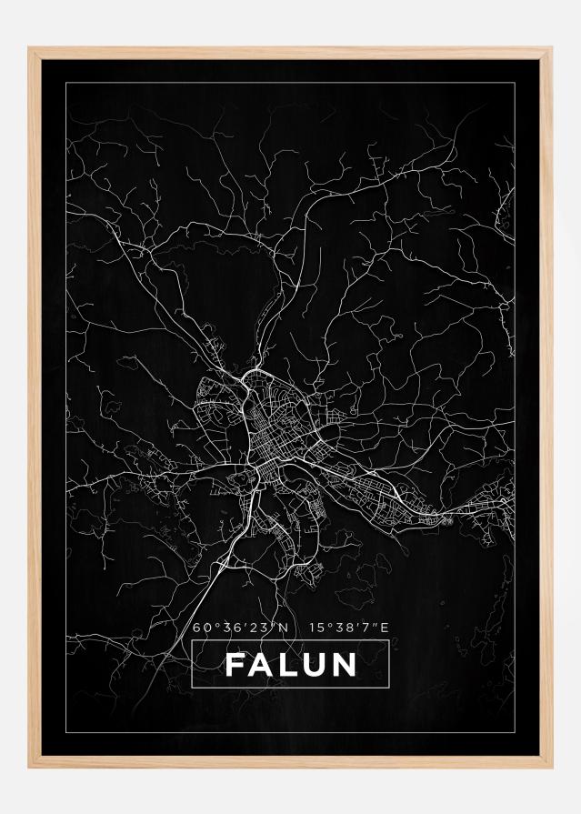 Bildverkstad Map - Falun - Black Poster