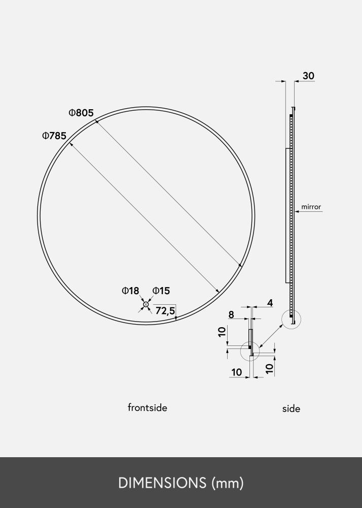 KAILA KAILA Spiegel Circle LED Zwart 80 cm Ø