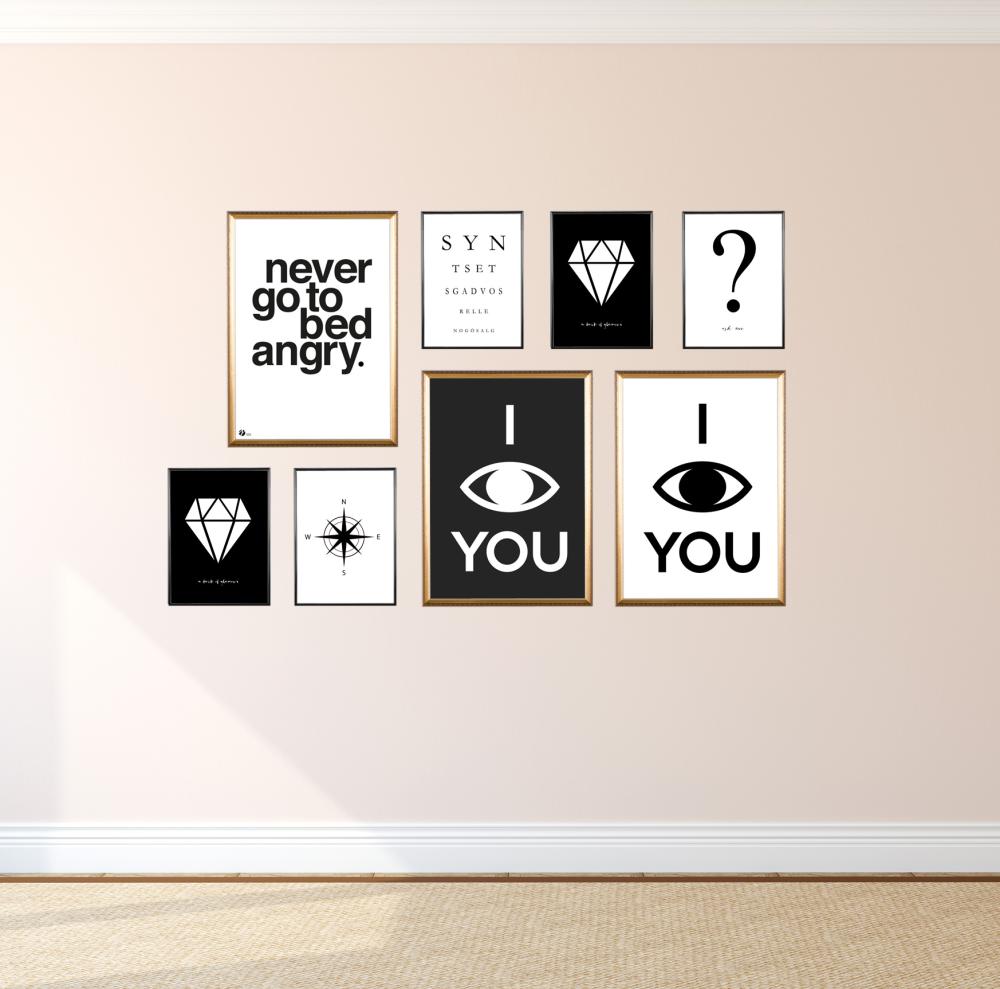 Malimi Posters I see you - Zwart met witte print Poster