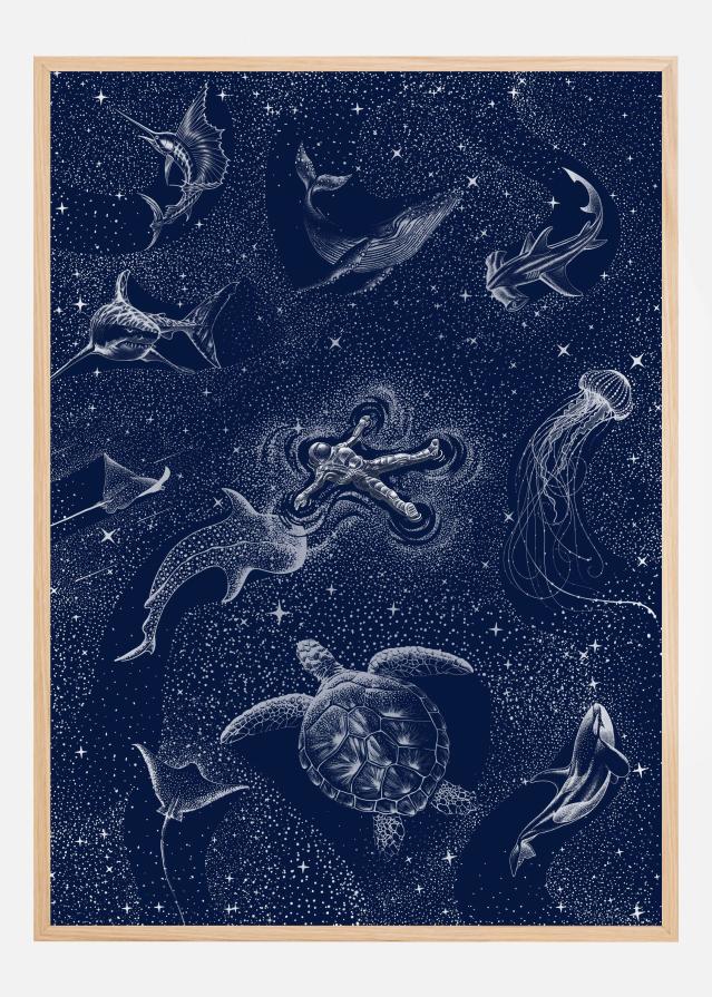 Bildverkstad Cosmic Ocean With Astronaut Poster