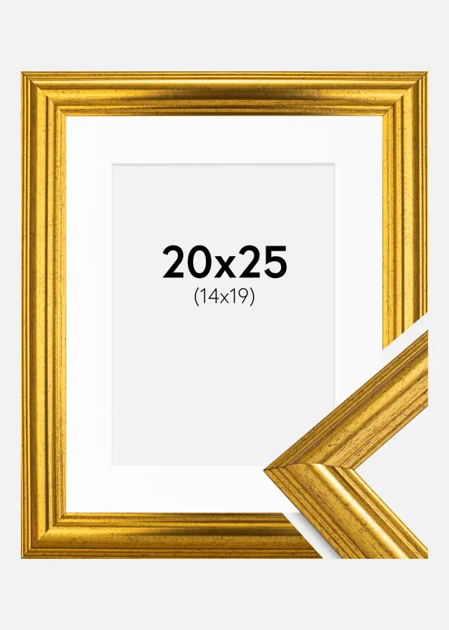 Ram med passepartou Kader Västkusten Goud 20x25 cm - Passe-partout Wit 15x20 cm