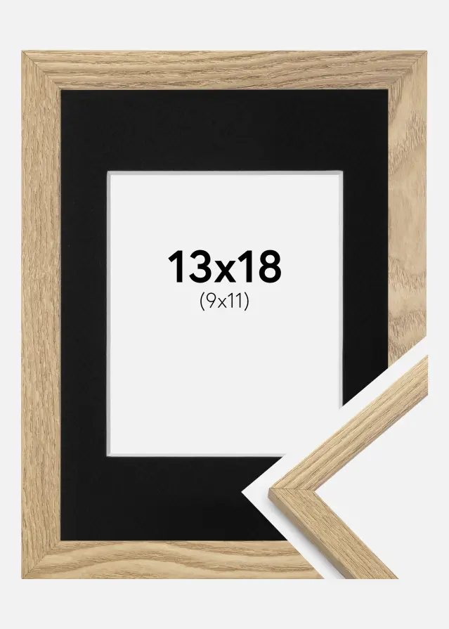 Ram med passepartou Kader Trendy Eiken 13x18 cm - Passe-partout Zwart 10x12 cm