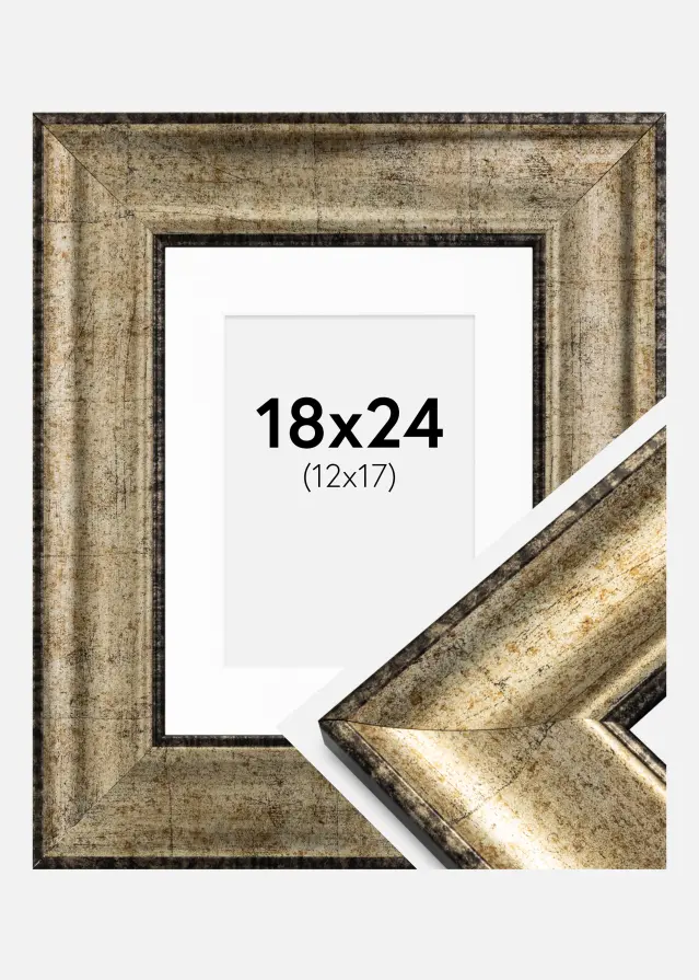 Ram med passepartou Kader Saltsjöbaden Antiek goud 18x24 cm - Passe-partout Wit 13x18 cm