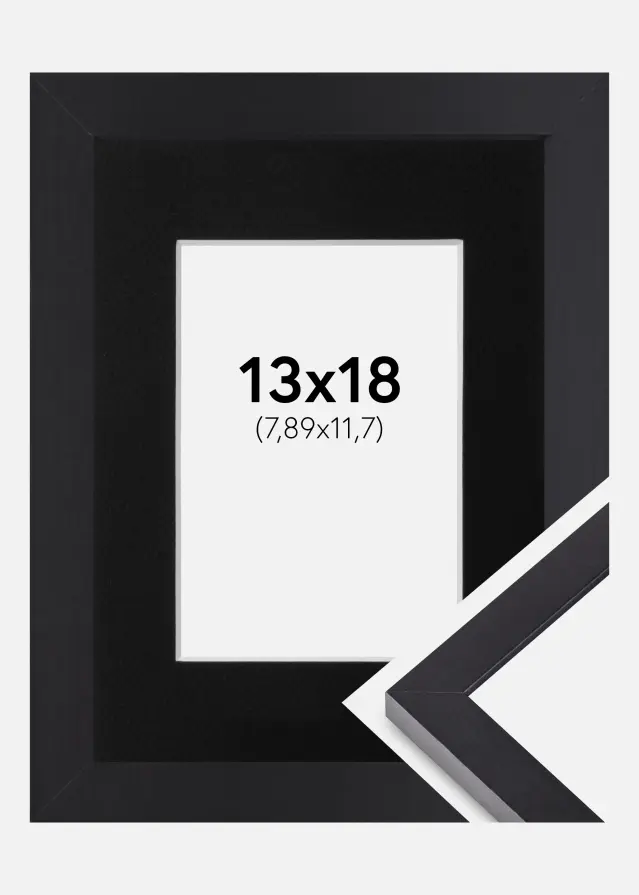 Ram med passepartou Kader Selection Zwart 13x18 cm - Passe-partout Zwart 3,5x5 inches