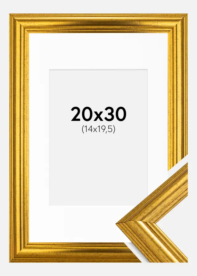 Ram med passepartou Kader Västkusten Goud 20x30 cm - Passe-partout Wit 15x21 cm (A5)