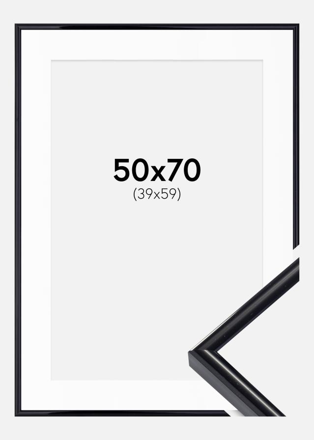 Ram med passepartou Kader Victoria Zwart 50x70 cm - Passe-partout Wit 40x60 cm