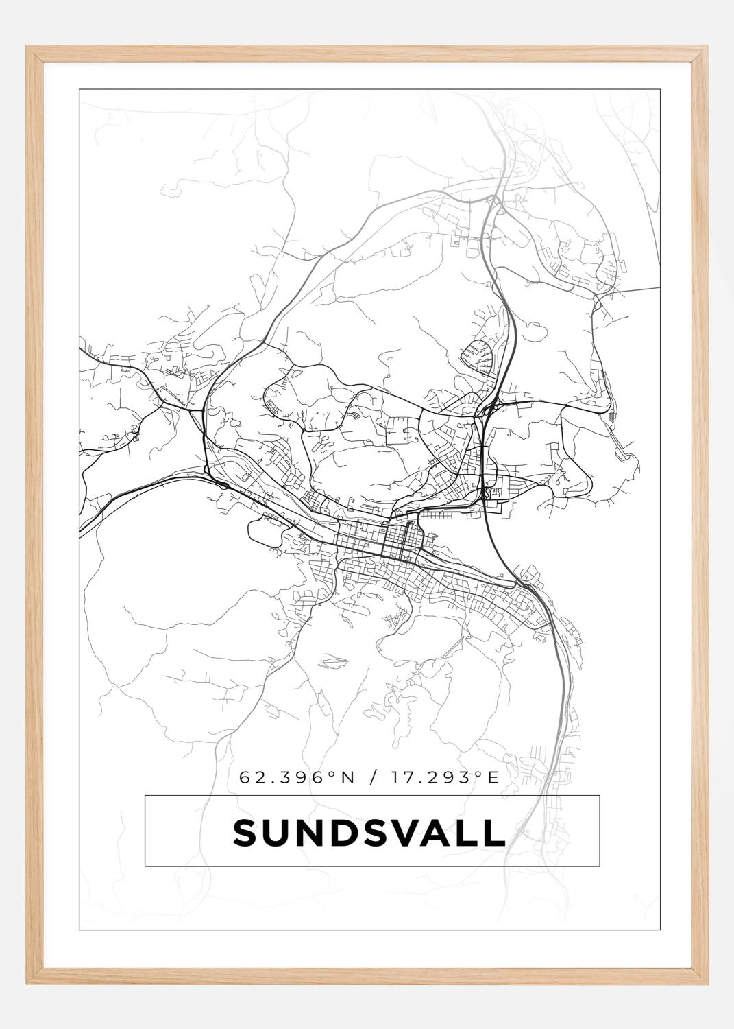 Product Image for Map - Sundsvall - White Poster (30x40 cm)