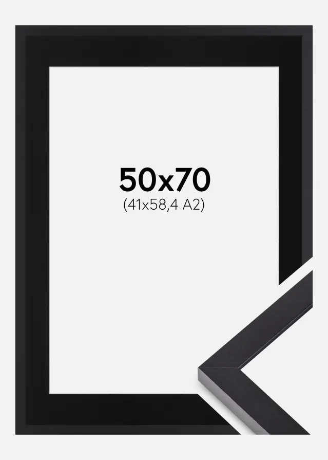 Ram med passepartou Kader Selection Zwart 50x70 cm - Passe-partout Zwart 42x59,4 cm (A2)