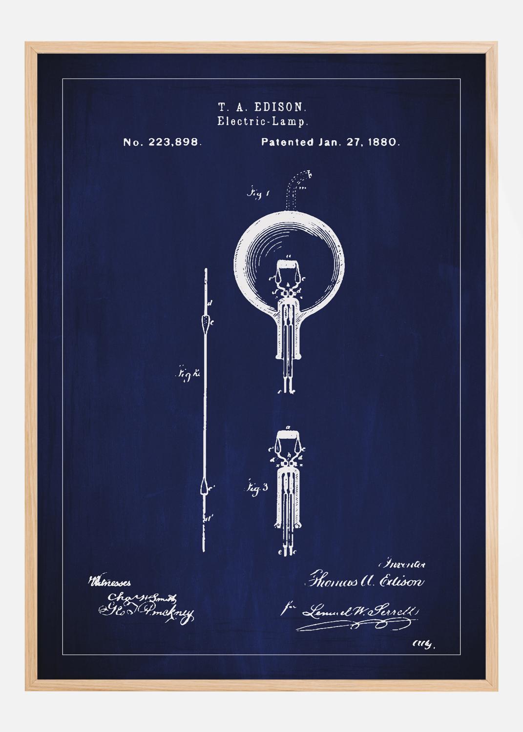 Product Image for Patenttekening - Gloeilamp B - Blauw Poster (70x100 cm)