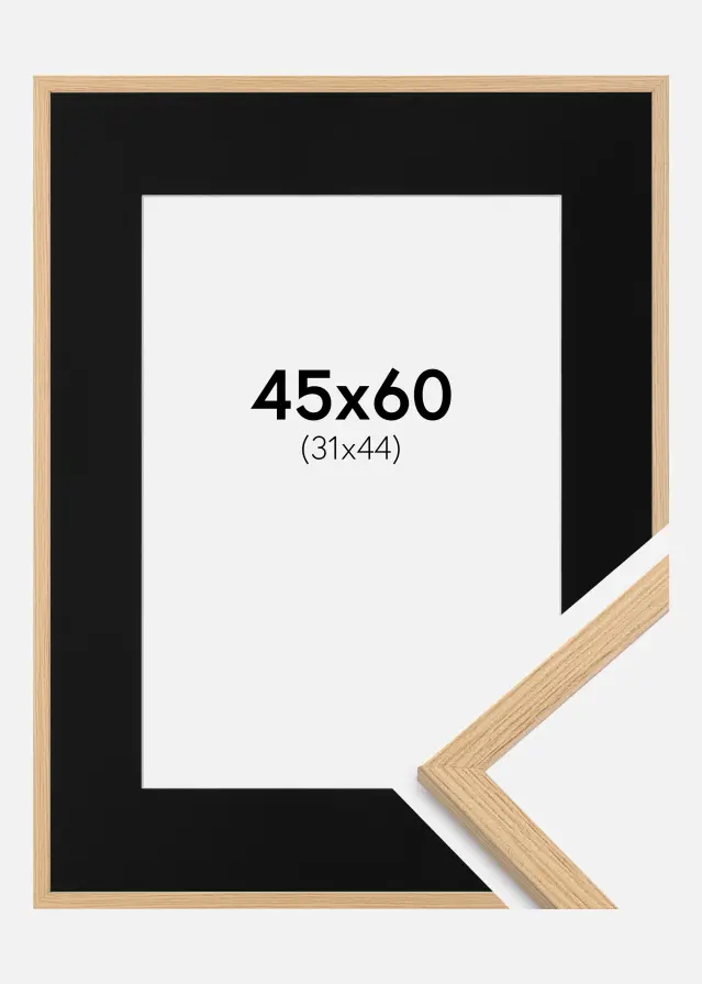 Ram med passepartou Kader Galant Eiken 45x60 cm - Passe-partout Zwart 32x45 cm