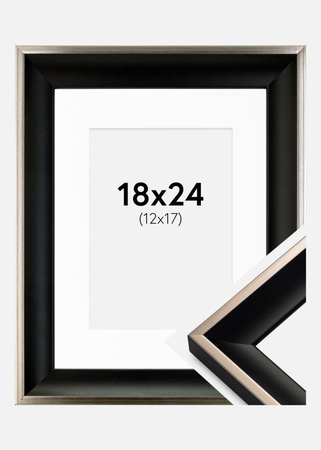 Ram med passepartou Kader Öjaren Zwart-Zilver 18x24 cm - Passe-partout Wit 13x18 cm