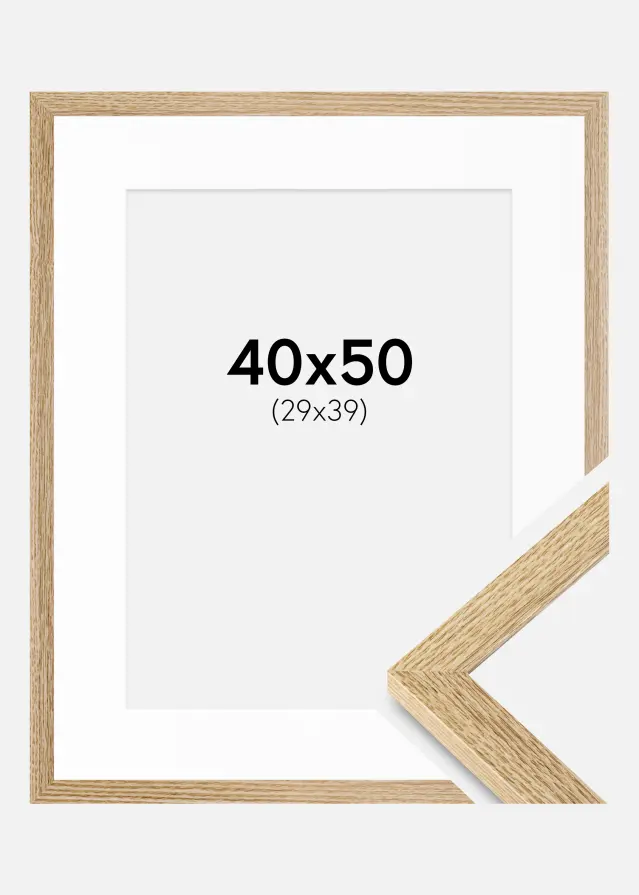 Ram med passepartou Kader Selection Eiken 40x50 cm - Passe-partout Wit 30x40 cm