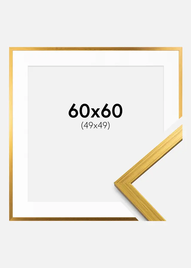 Ram med passepartou Kader Edsbyn Goud 60x60 cm - Passe-partout Wit 50x50 cm
