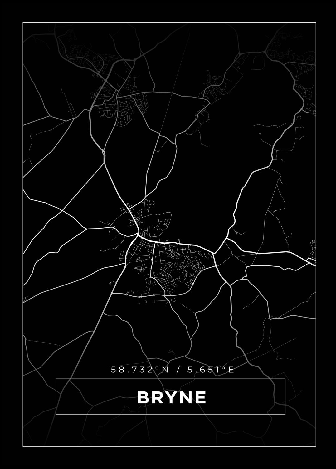 Product Image for Map - Bryne - Black Poster (70x100 cm)
