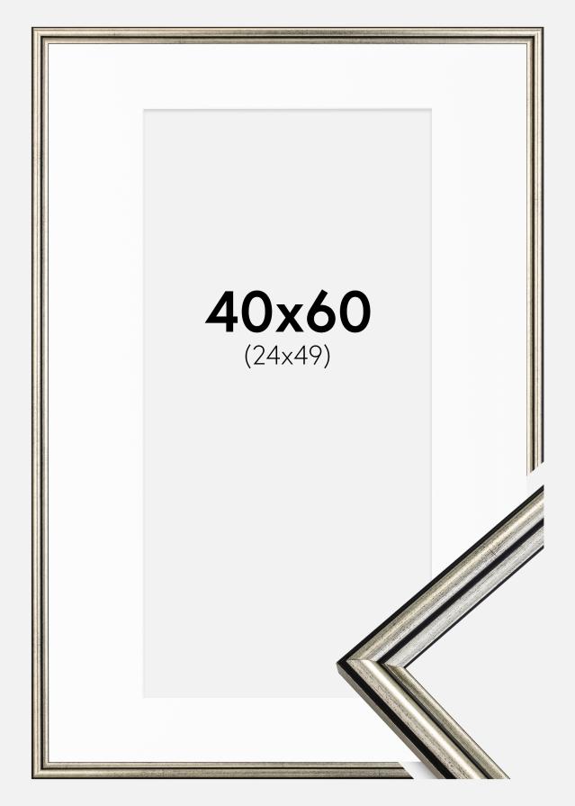 Ram med passepartou Kader Horndal Zilver 40x60 cm - Passe-partout Wit 25x50 cm