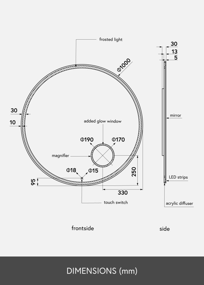 KAILA KAILA Spiegel Circular Magnifying LED 100 cm Ø