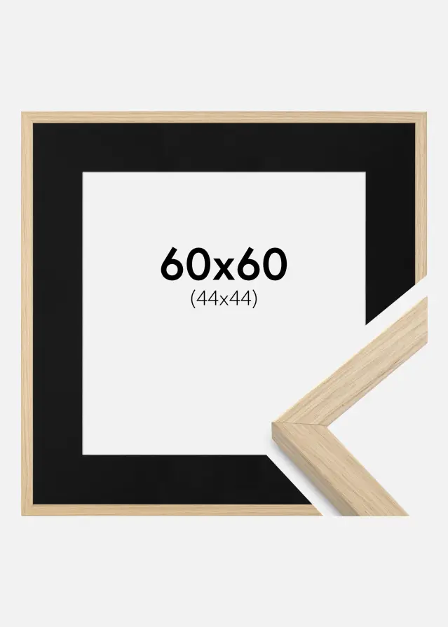 Ram med passepartou Kader Grimsåker Eiken 60x60 cm - Passe-partout Zwart 45x45 cm