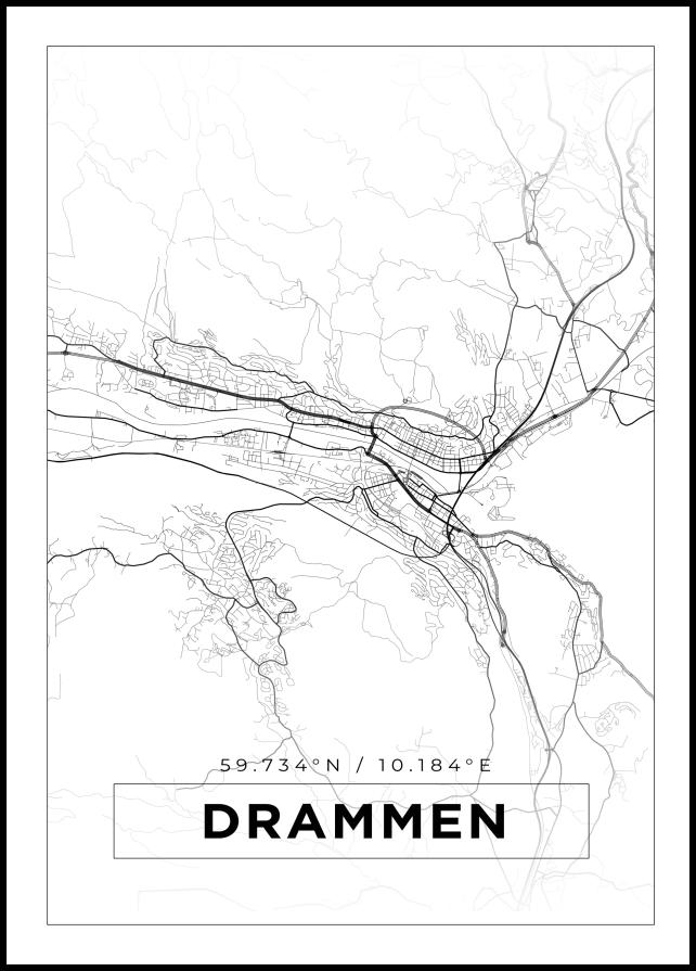 Bildverkstad Map - Drammen - White Poster