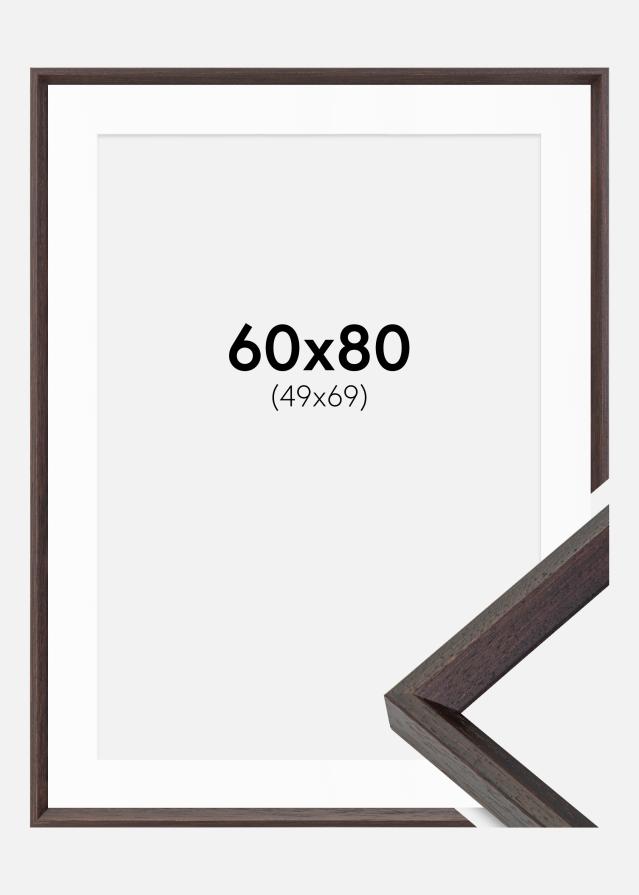 Ram med passepartou Kader Globe Espresso 60x80 cm - Passe-partout Wit 50x70 cm