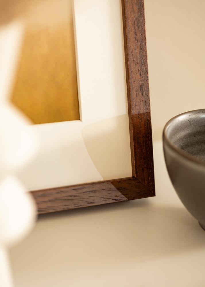 Ram med passepartou Fotokader Hermes Teak 60x90 cm - Passe-partout Wit 50x75 cm