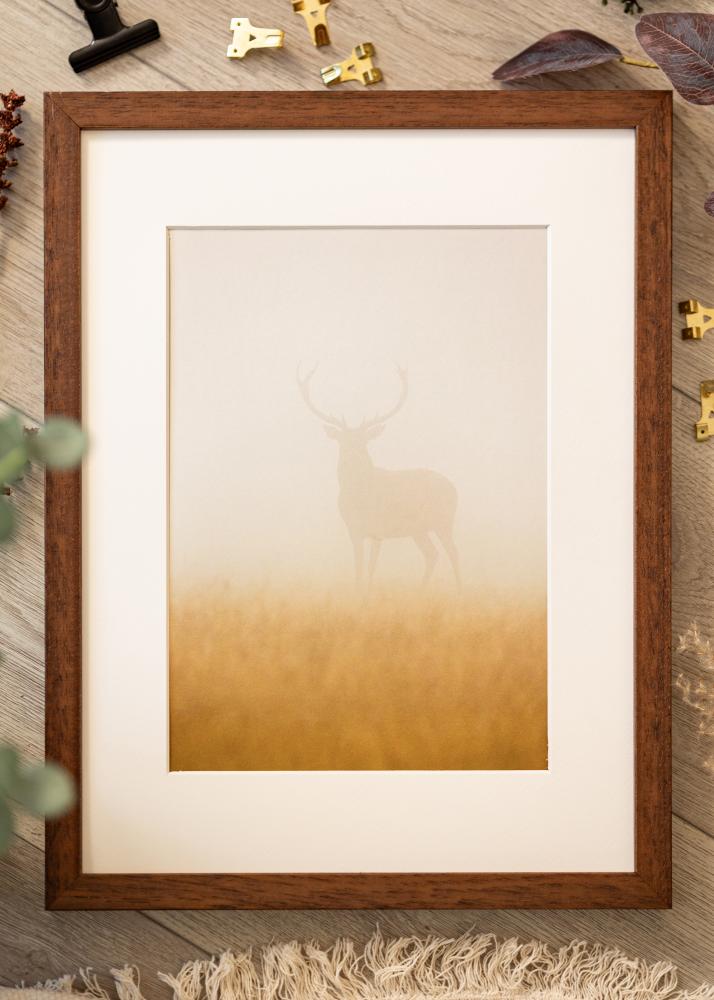 Ram med passepartou Fotokader Hermes Teak 60x90 cm - Passe-partout Wit 50x75 cm