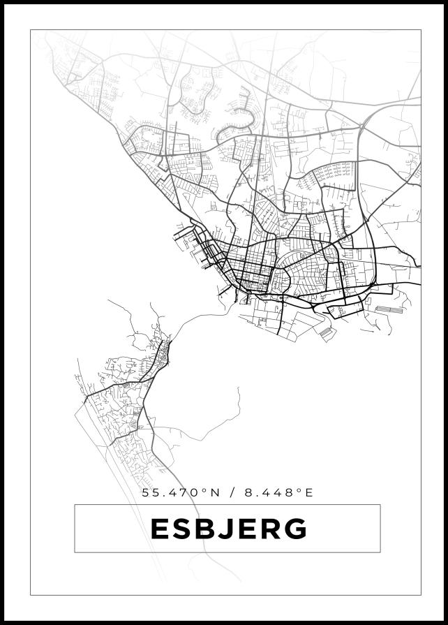 Bildverkstad Map - Esbjerg - White Poster