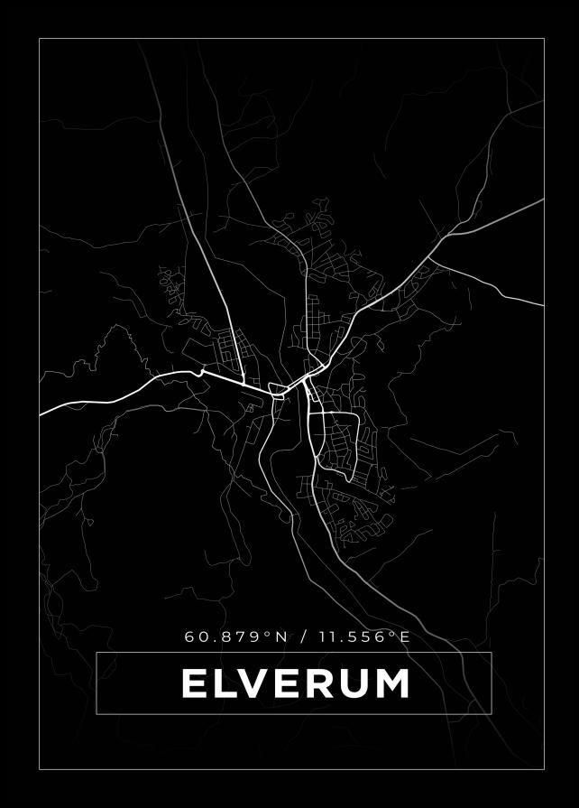 Bildverkstad Map - Elverum - Black Poster