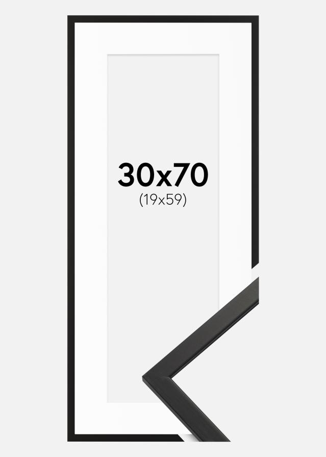 Ram med passepartou Kader Edsbyn Acrylglas Zwart 30x70 cm - Passe-partout Wit 20x60 cm